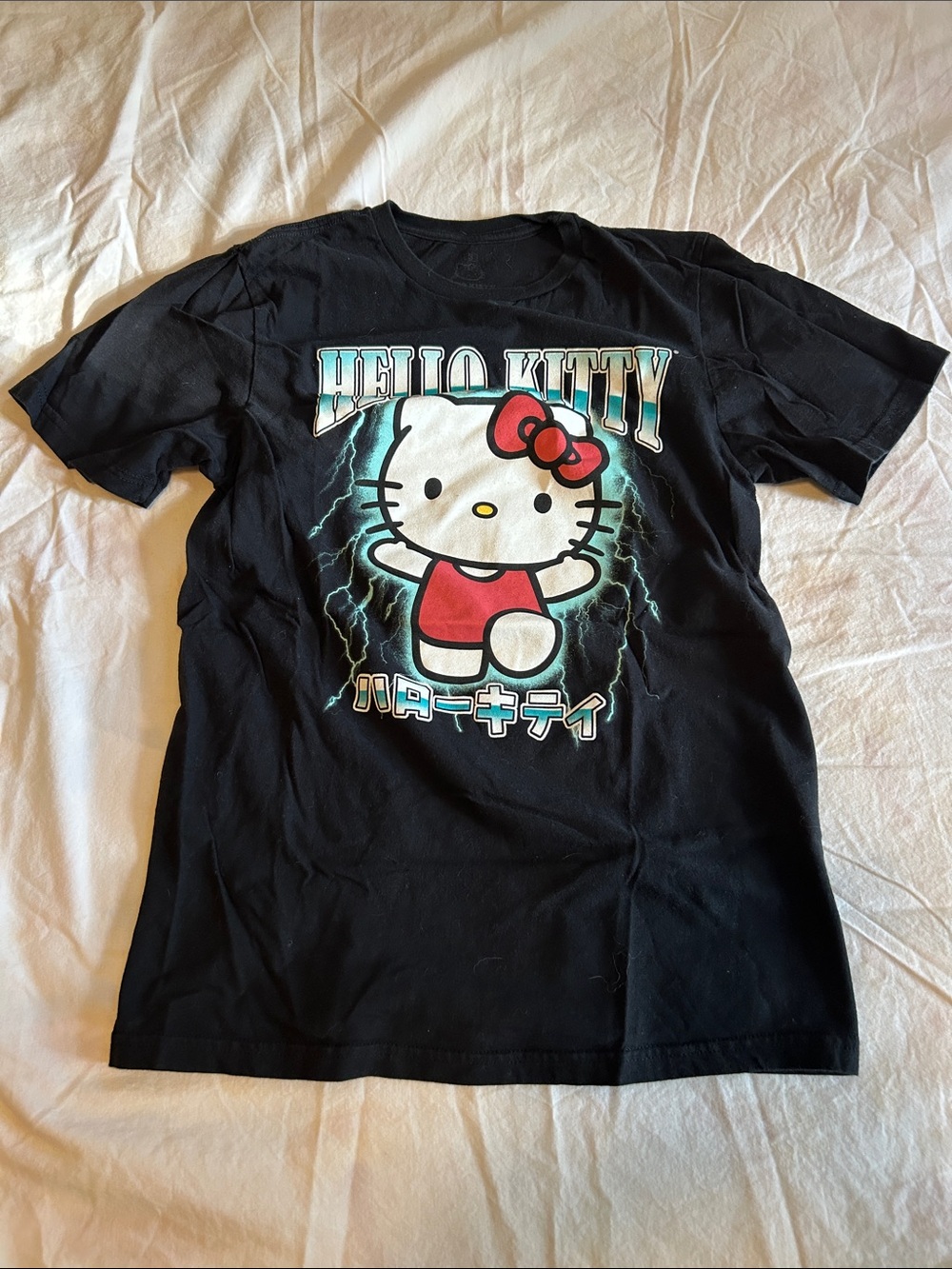 Hello Kitty Black Tee with White and Red Graphic